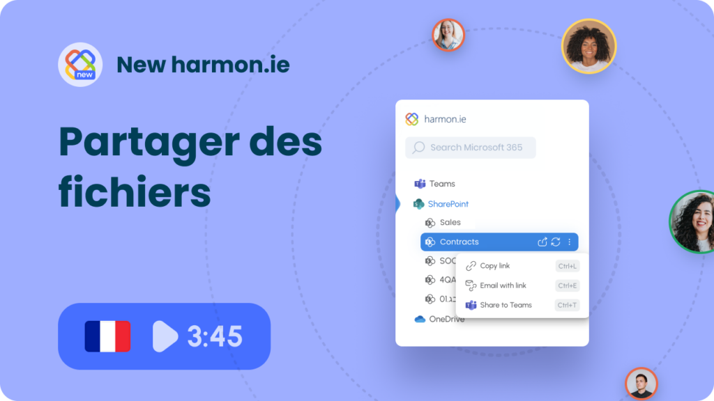 Partager des fichiers Microsoft 365 par email ou en Teams avec New harmon.ie