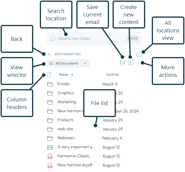 New harmon.ie's drill down view lets you view your Microsoft 365 files within Outlook