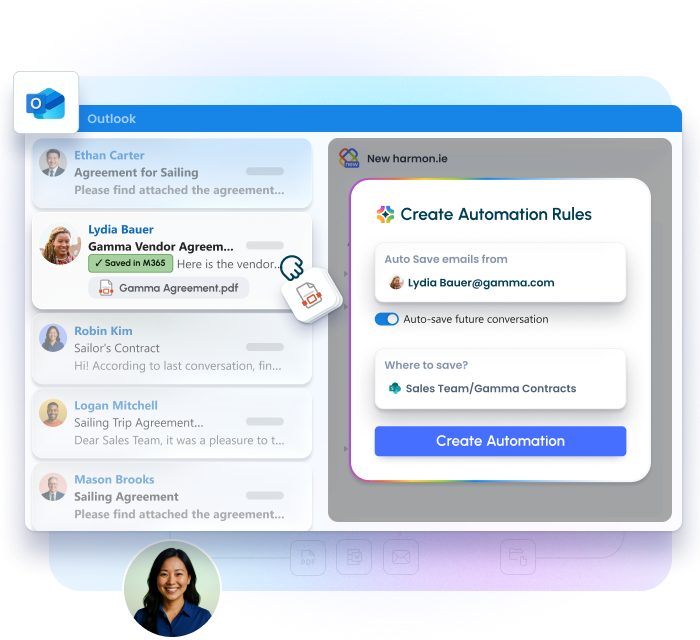 Automate email saving AI - harmon.ie