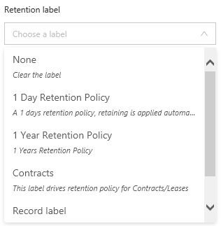 Set retention label