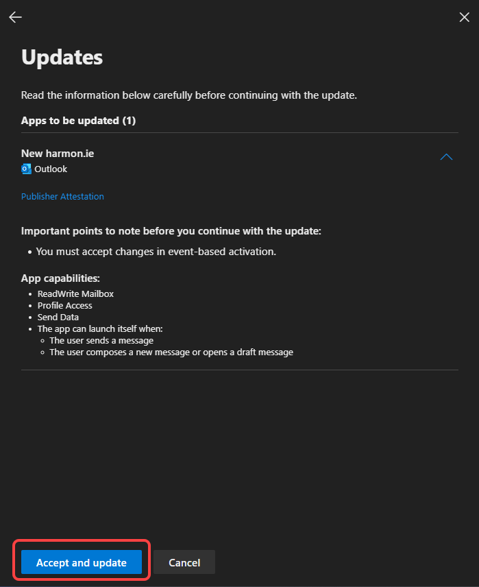 Click 'Accept and update'