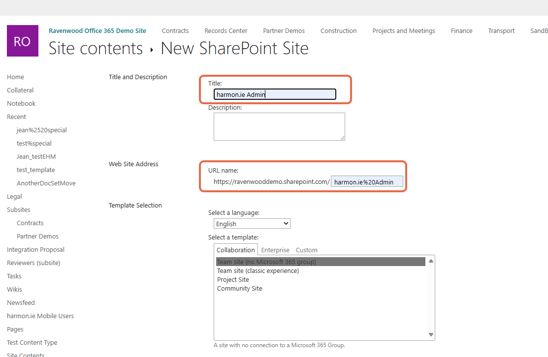 Create the harmon.ie Admin site