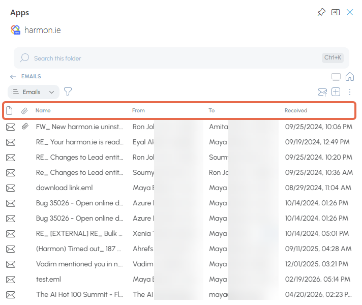 harmon.ie's Emails view harmon.ie's Emails view
