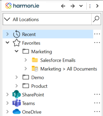 Organize favorite locations in folders