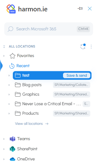 Hover over the upload location and click Save & send