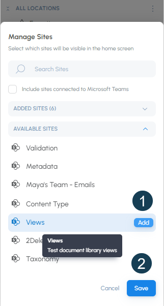 Add SharePoint sites