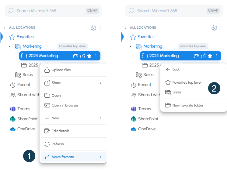 Organize favorite folders in harmon.ie