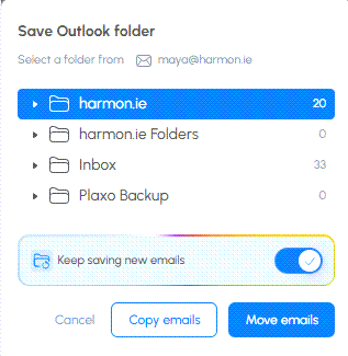 The Save Outlook folder picker