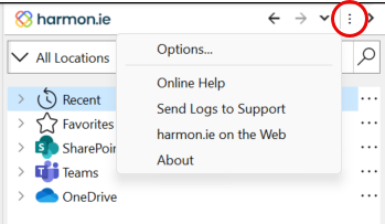 Open harmon.ie options