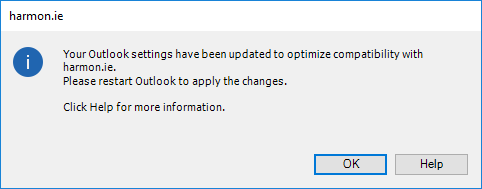 harmon.ie met à jour vos paramètres Outlook pour optimiser la compatibilité